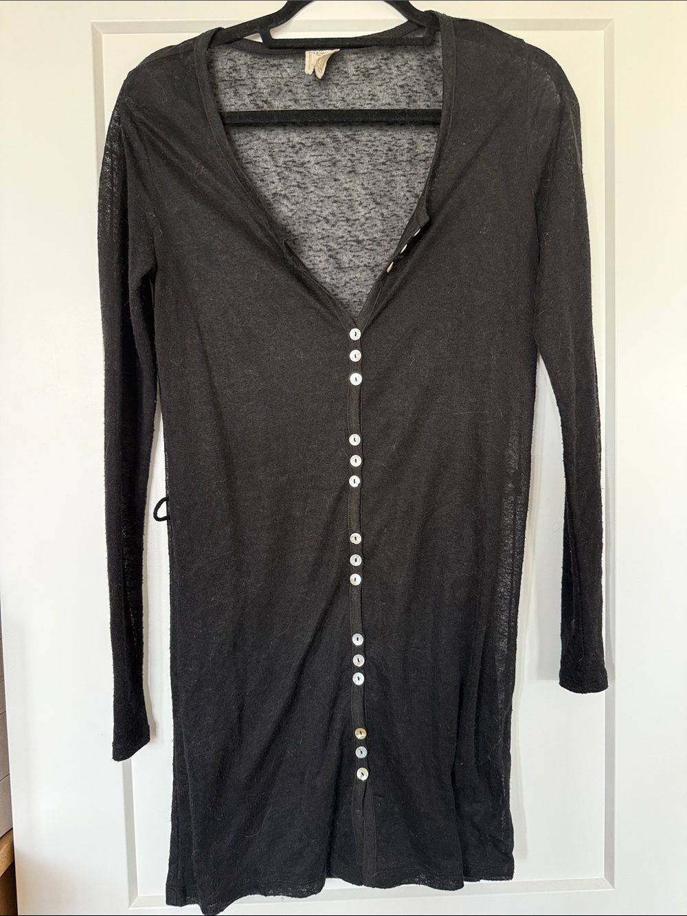 Black Long Button-Front Lightweight Dress